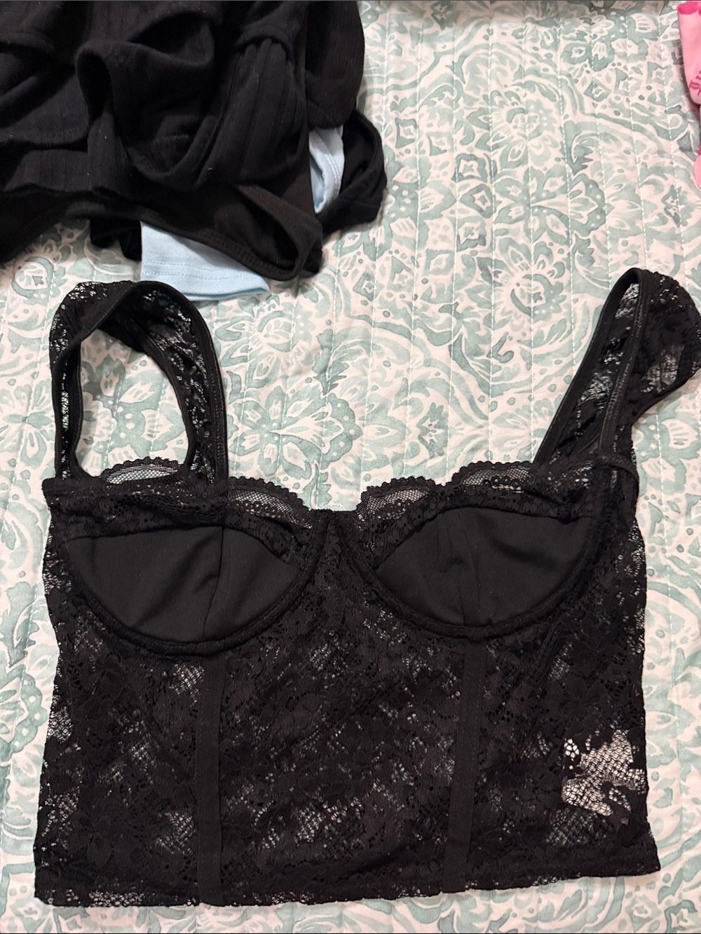 Black Lace Longline Bralette Shirt